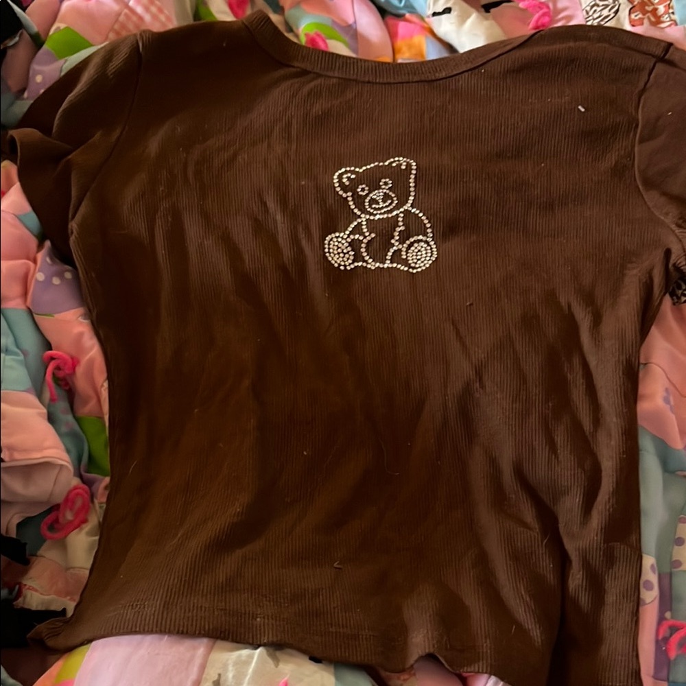Brown Kids Shirt with Bear Design